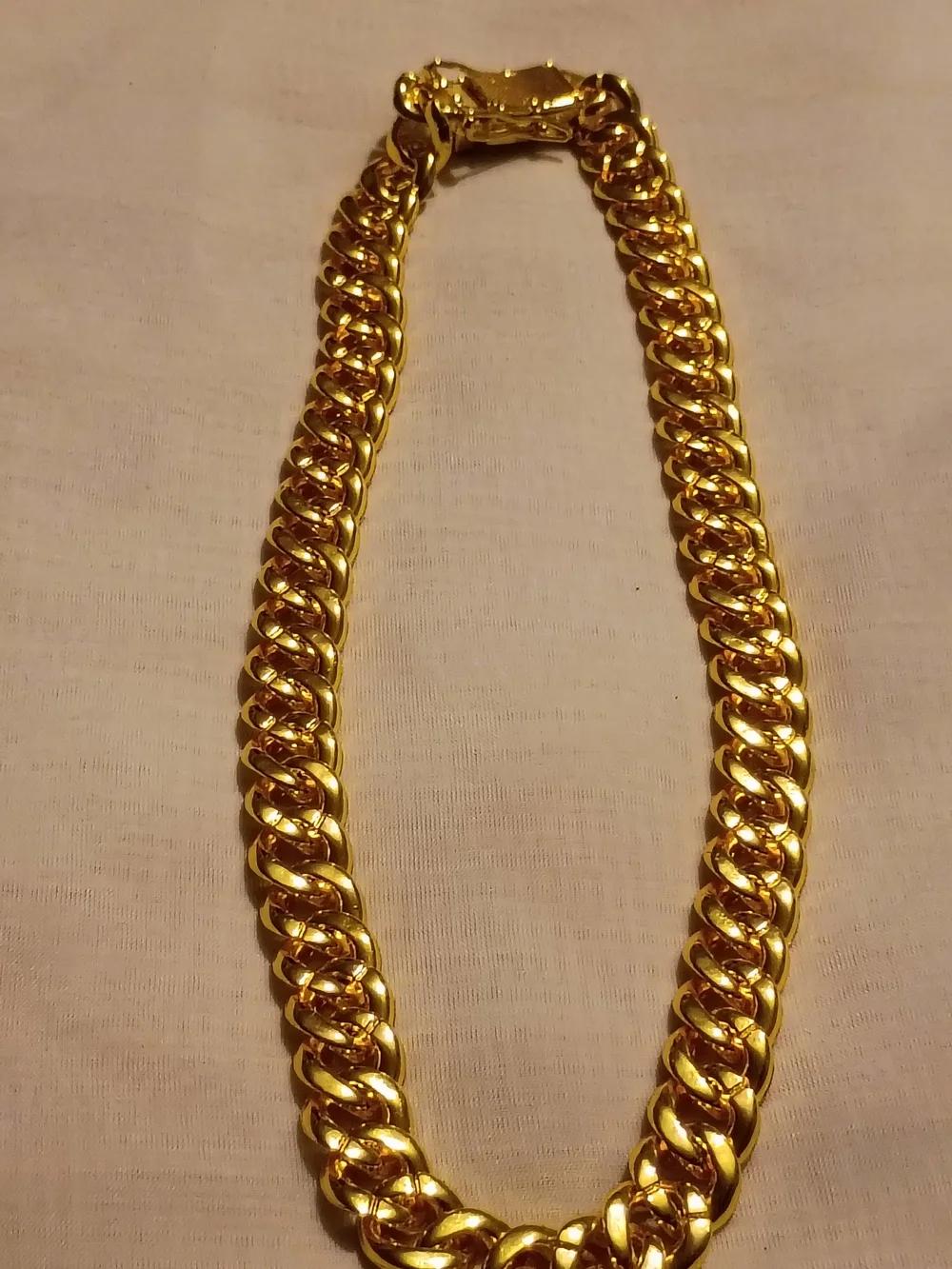 Gold-Tone Cuban Link Necklace with Pavé Accents